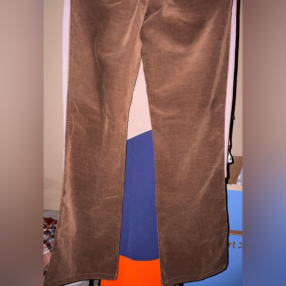 Corduroy Stylish Brown Straight Leg Trousers for Women by I.E. Relaxed - Picture 6 of 7